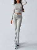 Devine Round Neck Long Sleeve Top and Drawstring Pants Set - Trendsi - Flyclothing LLC