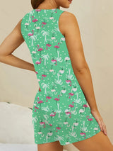 Printed Round Neck Top and Shorts Lounge Set - Trendsi - Flyclothing LLC