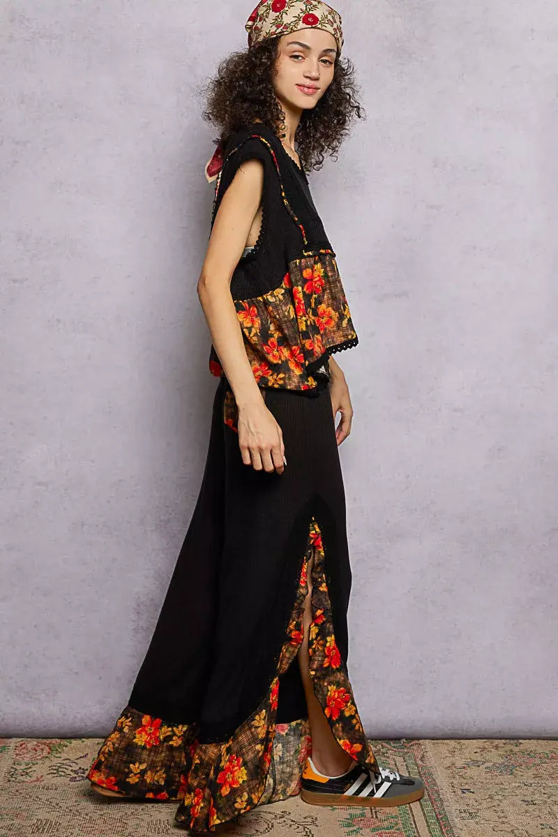 POL Lace Detail Floral Cropped Ruffled Top - Trendsi - Flyclothing LLC