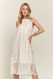 ADORA Applique Pearl Detail Grecian Neck Midi Dress - Trendsi