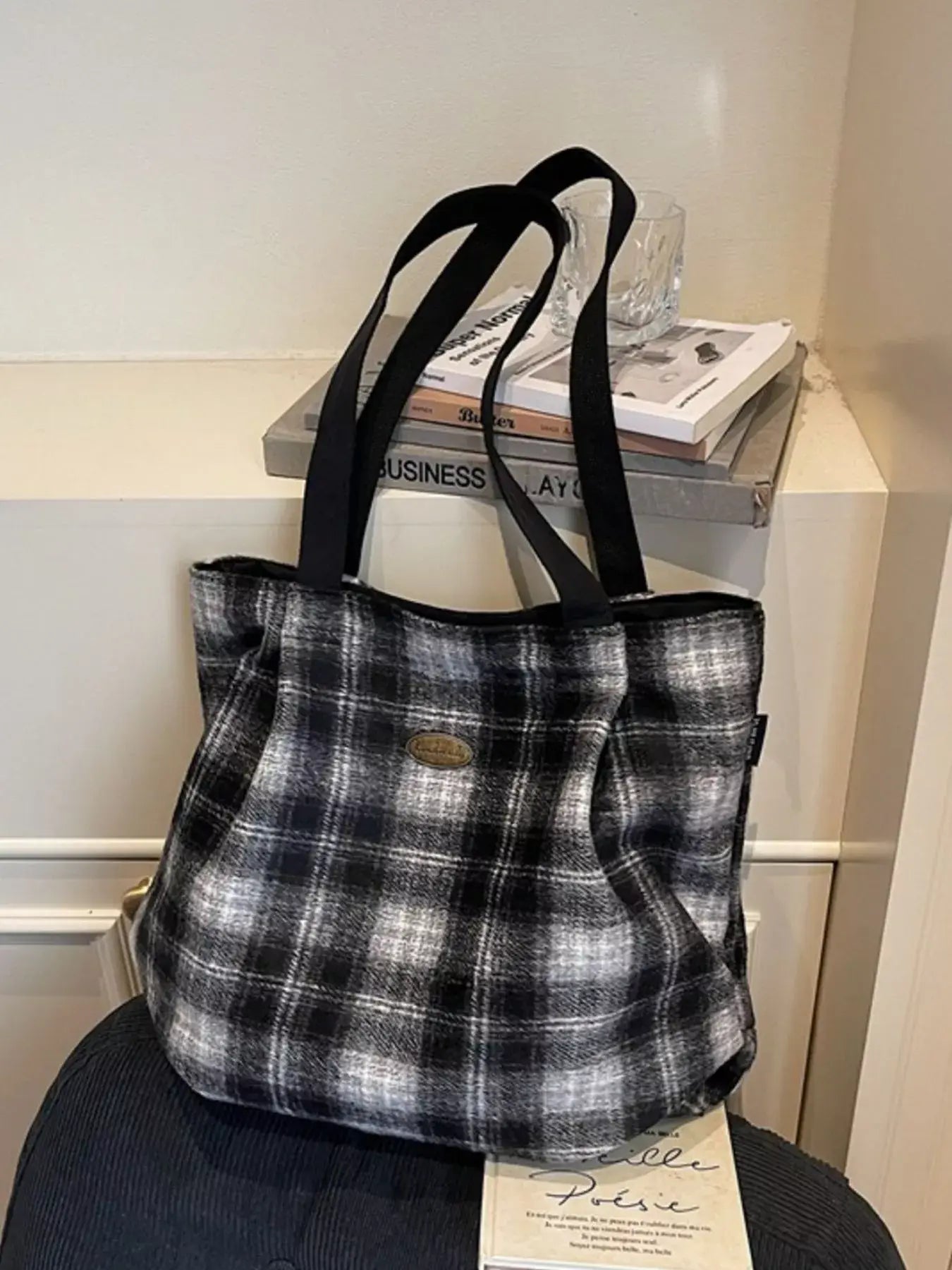 Plaid Pattern Casual Tote Bag - Trendsi - Flyclothing LLC