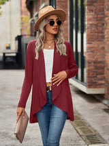 Open Front Long Sleeve Cardigan - Trendsi - Flyclothing LLC