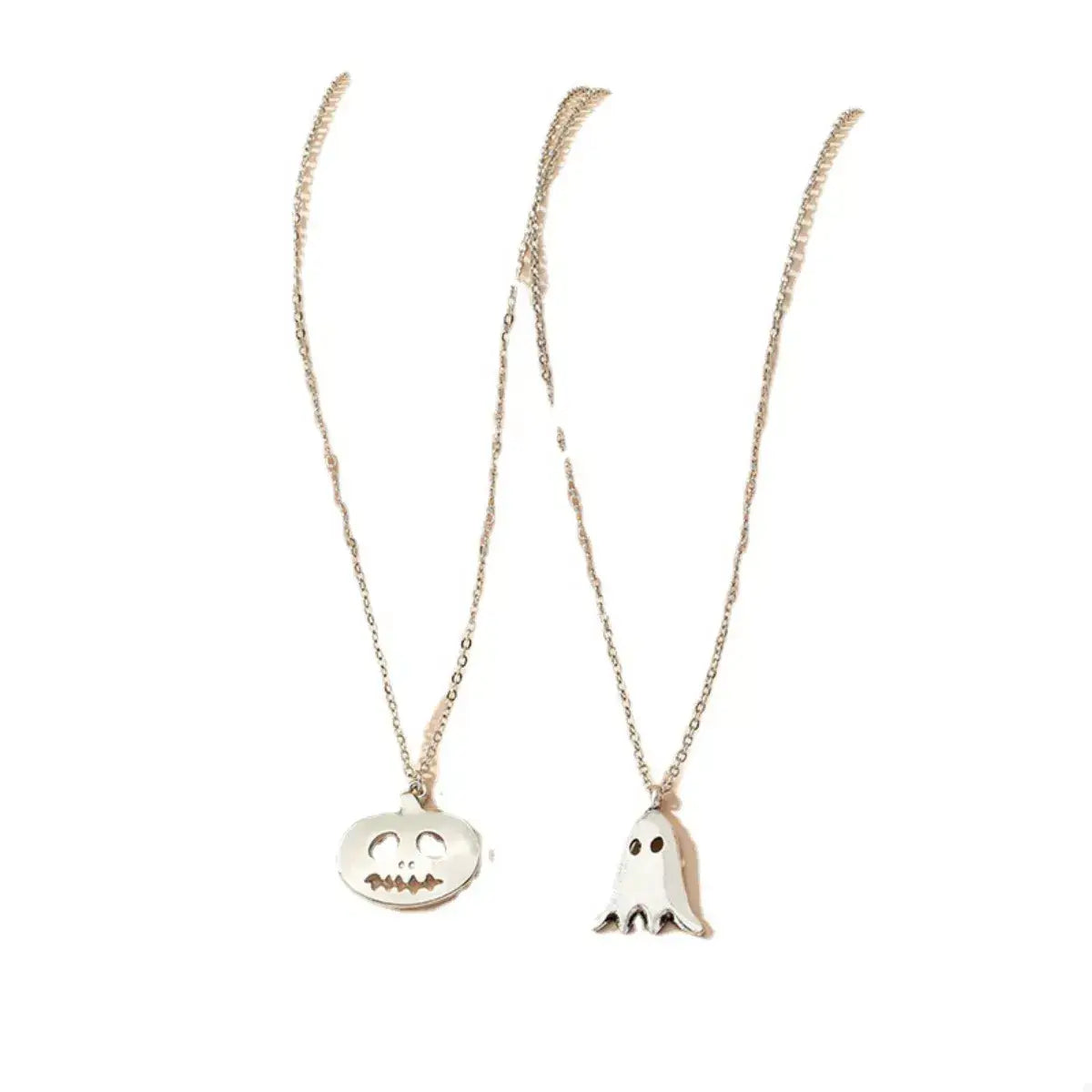 2 Piece Halloween Ghost & Pumpkin Pendant Necklace - Trendsi - Flyclothing LLC