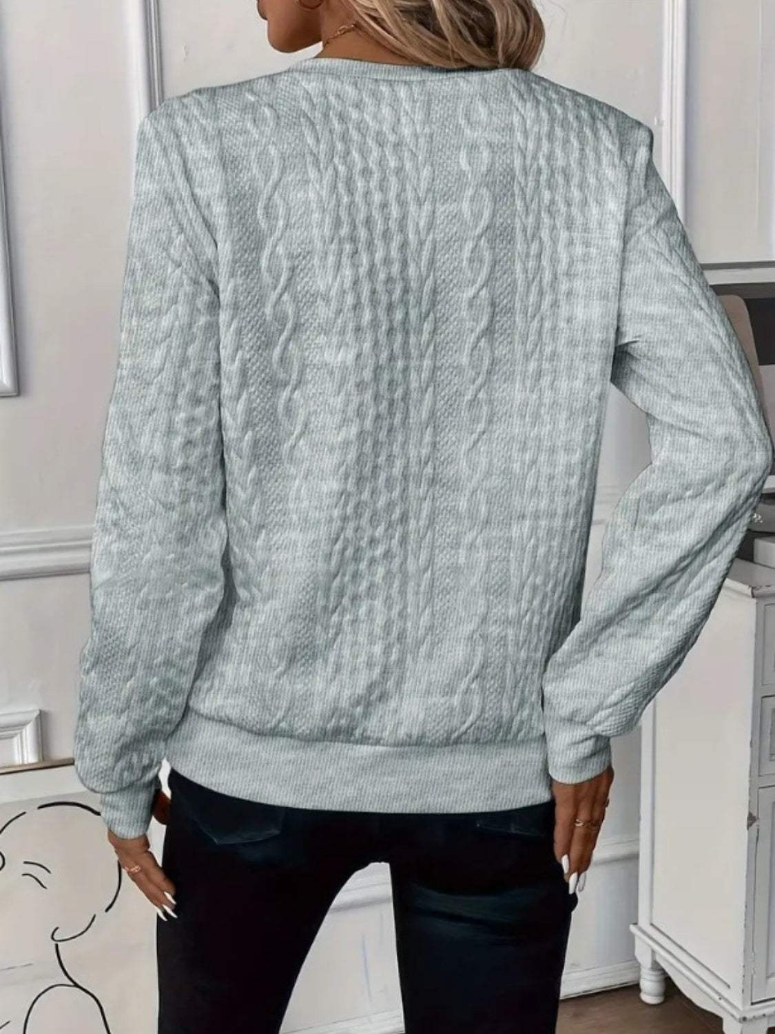 Texture Half Zip Long Sleeve Sweatshirt - Trendsi - Flyclothing LLC