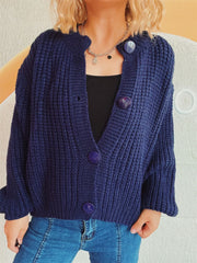Button Up Long Sleeve Cardigan - Trendsi