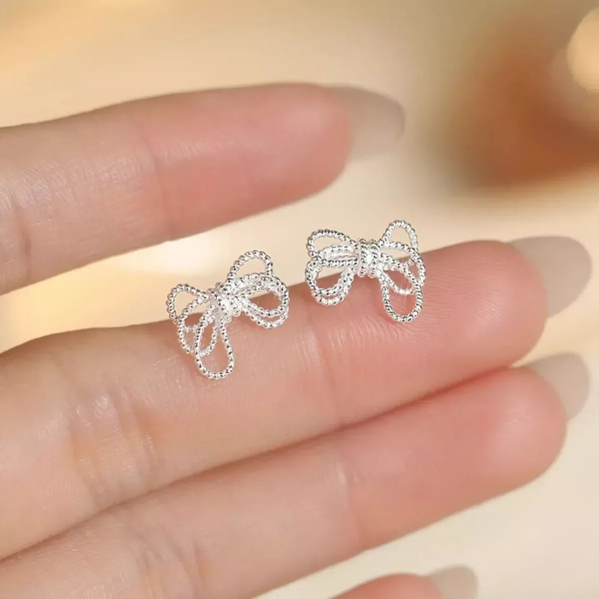 925 Sterling Silver Bow Knot Stud Earrings - Trendsi - Flyclothing LLC