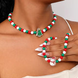 2 Piece Christmas Beaded Necklace with Holiday Charms - Trendsi - Flyclothing LLC