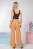 VERY J Texture Washed Wide Leg Overalls - Trendsi