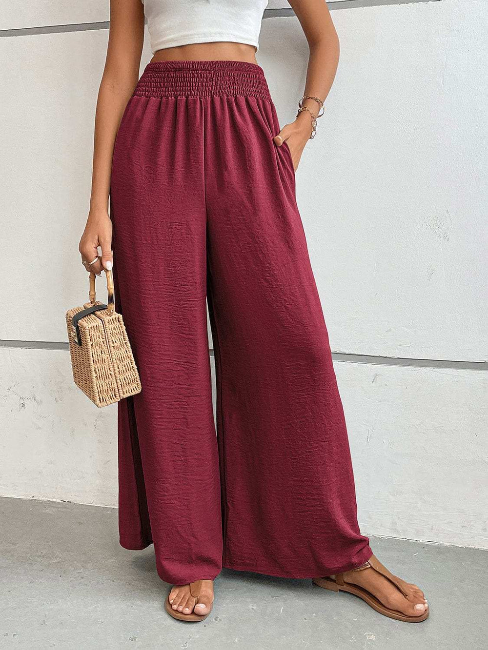 Perfee Wide Leg Pants with Pockets - Trendsi - Flyclothing LLC