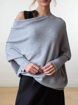 Boat Neck Long Sleeve Sweater - Trendsi - Flyclothing LLC