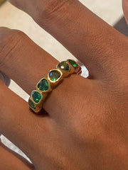 18K Gold-Plated Inlaid Zircon Ring - Trendsi