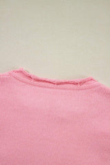 Daisy Notched Long Sleeve Sweater - Trendsi - Flyclothing LLC
