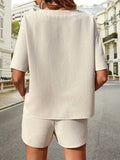 Waffle-Knit Half Sleeve Top and Shorts Set - Trendsi