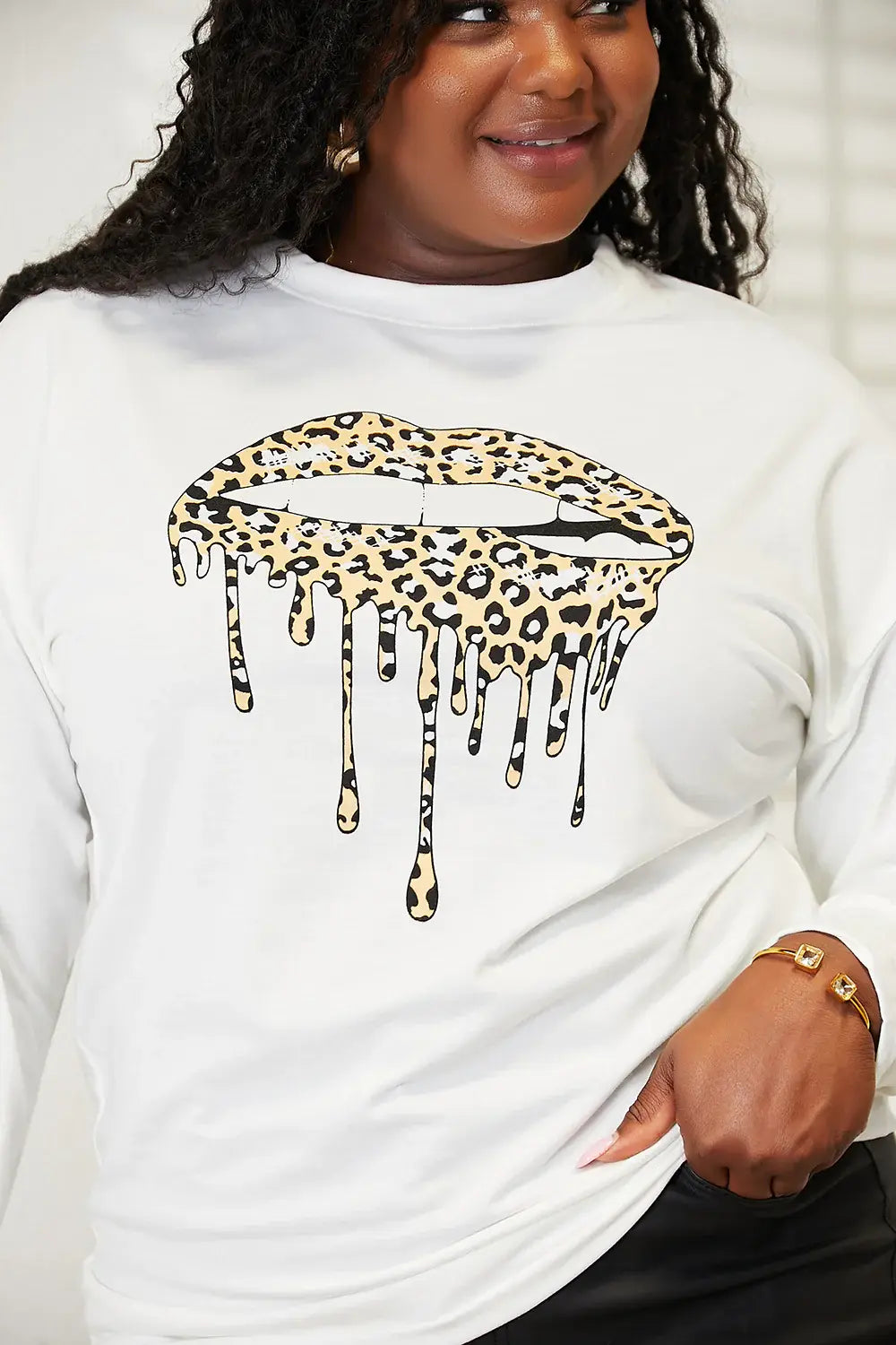 Simply Love Graphic Dropped Shoulder Round Neck Sweatshirt - Trendsi - Flyclothing LLC
