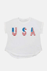 USA Round Neck Short Sleeve T-Shirt - Trendsi - Flyclothing LLC