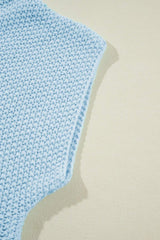 Turtleneck Cap Sleeve Sweater - Trendsi - Flyclothing LLC