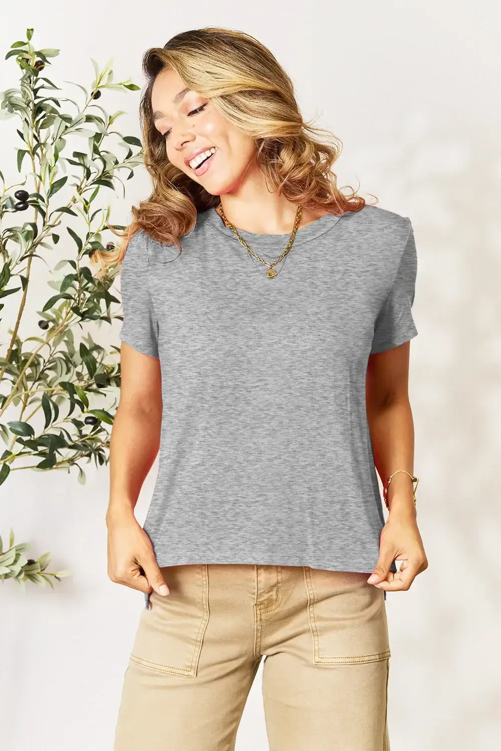 Basic Bae Bamboo Full Size Round Neck Short Sleeve T-Shirt Plus Size - Trendsi - Flyclothing LLC