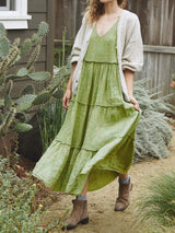 Tiered Frill V-Neck Sleeveless Dress - Trendsi - Flyclothing LLC
