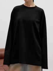 Round Neck Dropped Shoulder Long Sleeve T-Shirt - Trendsi