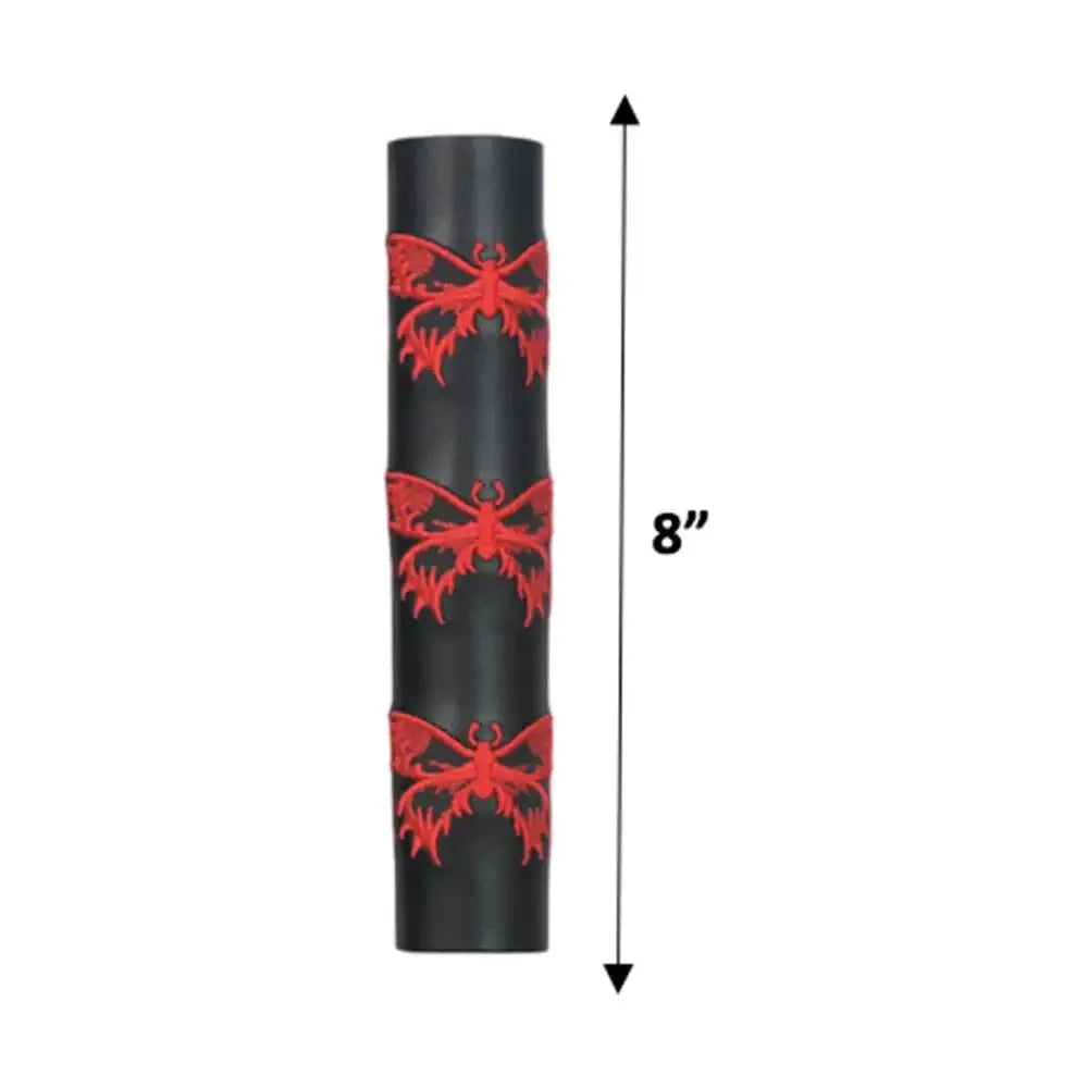 Black Leather Ponytail Wrap with Red Butterflies - Unik Just for Bikers - Flyclothing LLC