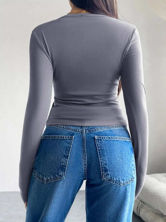 Devine Button Up Long Sleeve T-Shirt - Trendsi - Flyclothing LLC