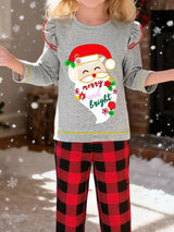 Children's Santa Graphic Long Sleeve Pajama Set - Trendsi - Flyclothing LLC