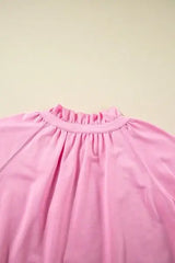 Half Zip Puff Sleeve Top and Ruffled Shorts Set - Trendsi - Flyclothing LLC