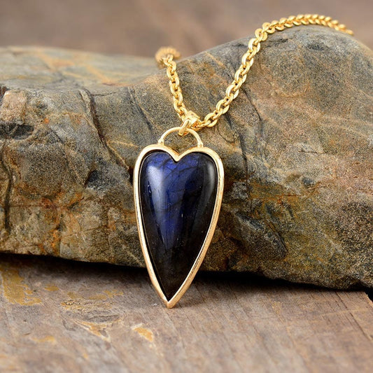 Copper Labradorite Heart Shape Necklace - Trendsi
