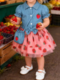 Children's Strawberry Short Sleeve Top and Skirt Set with Bag - Trendsi - Flyclothing LLC