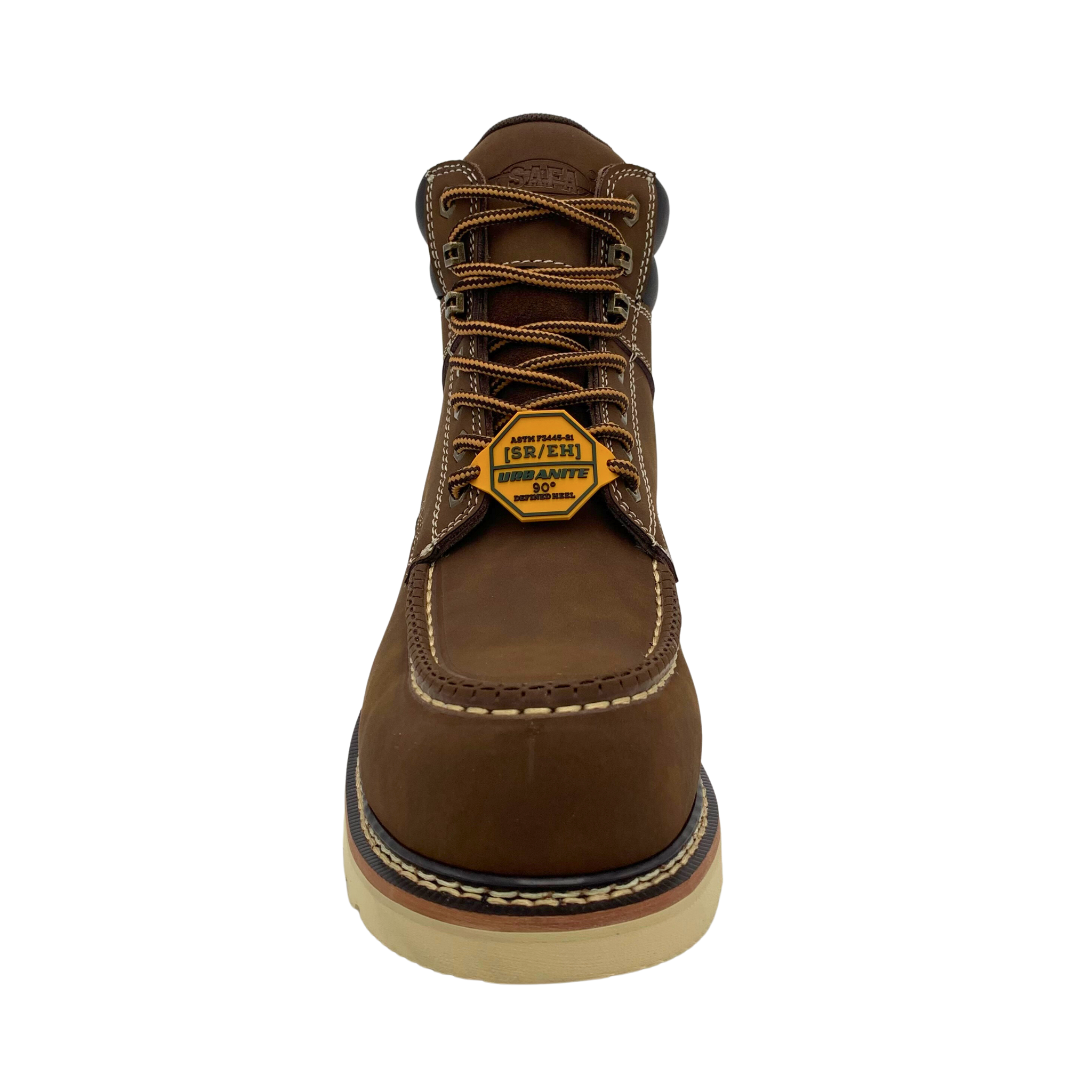 SAFA Men's 6" Brown Leather Defined Heel Cap Toe Work Boot