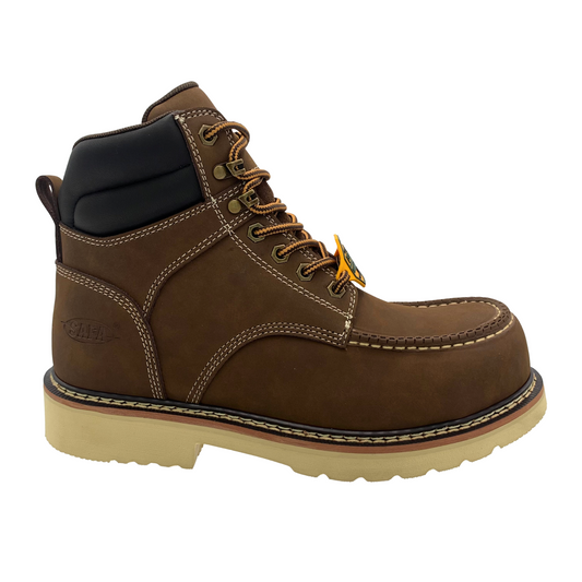 SAFA Men Brown Men's 6" Brown Leather Defined Heel Cap Toe Work Boot