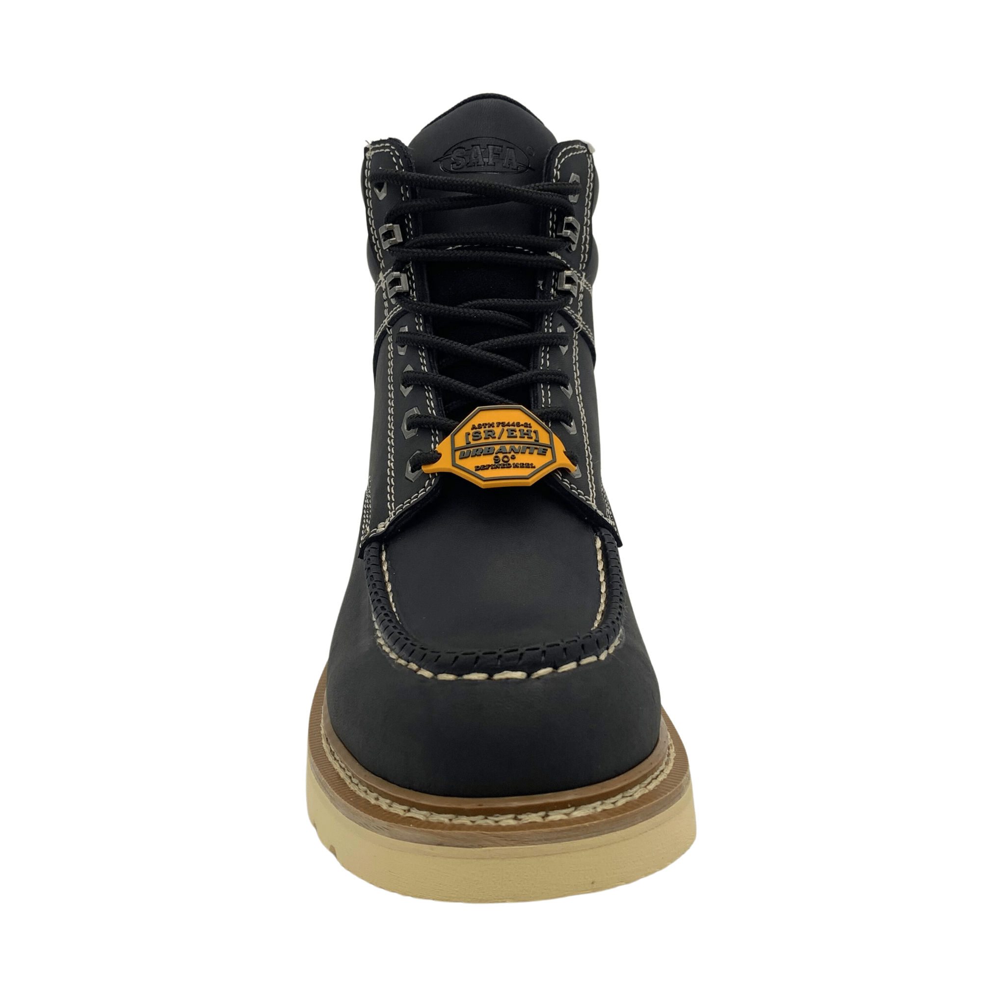 SAFA Men's 6" Black Leather Defined Heel Cap Toe Work Boot - SAFA - Flyclothing LLC