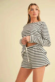 Aemi+Co Drawstring Contrast Striped Shorts - Trendsi - Flyclothing LLC