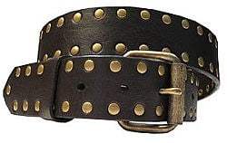 Brown Leather Bronze Rivet Belt - Anonymous - Flyclothing LLC