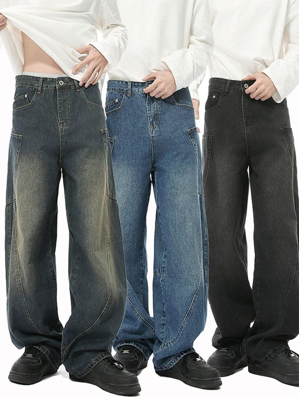 Mid Rise Waist Jeans with Pockets - Trendsi