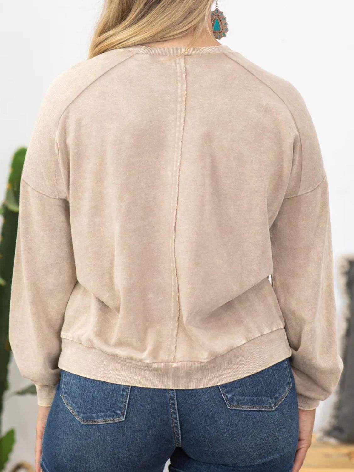 Plus Size Peace Sign Long Sleeve Sweatshirt - Trendsi - Flyclothing LLC