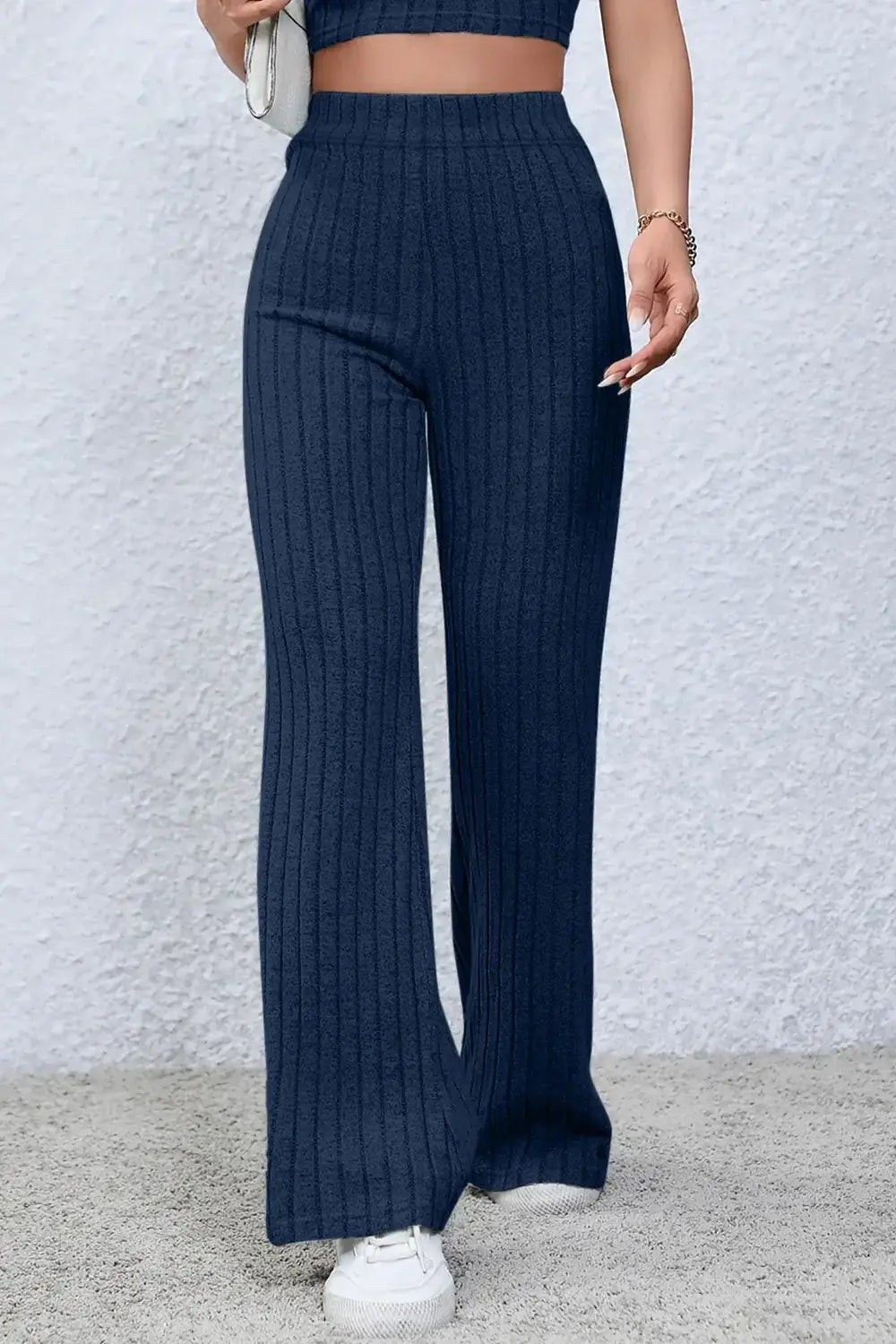 Basic Bae Full Size Ribbed High Waist Flare Pants - ShopBasicbae - Flyclothing LLC