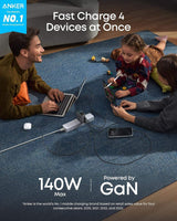 Anker Charger (140W, 4-Port, PD 3.1) with USB-C Cable - Anker - Flyclothing LLC