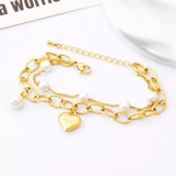 18K Gold-Plated Heart Charm Bracelet - Trendsi - Flyclothing LLC