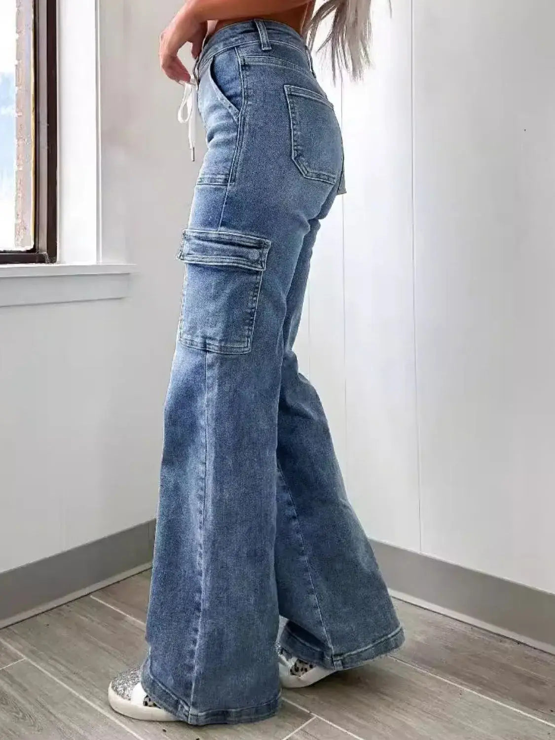 Washed Jeans with Pockets - Trendsi - Flyclothing LLC