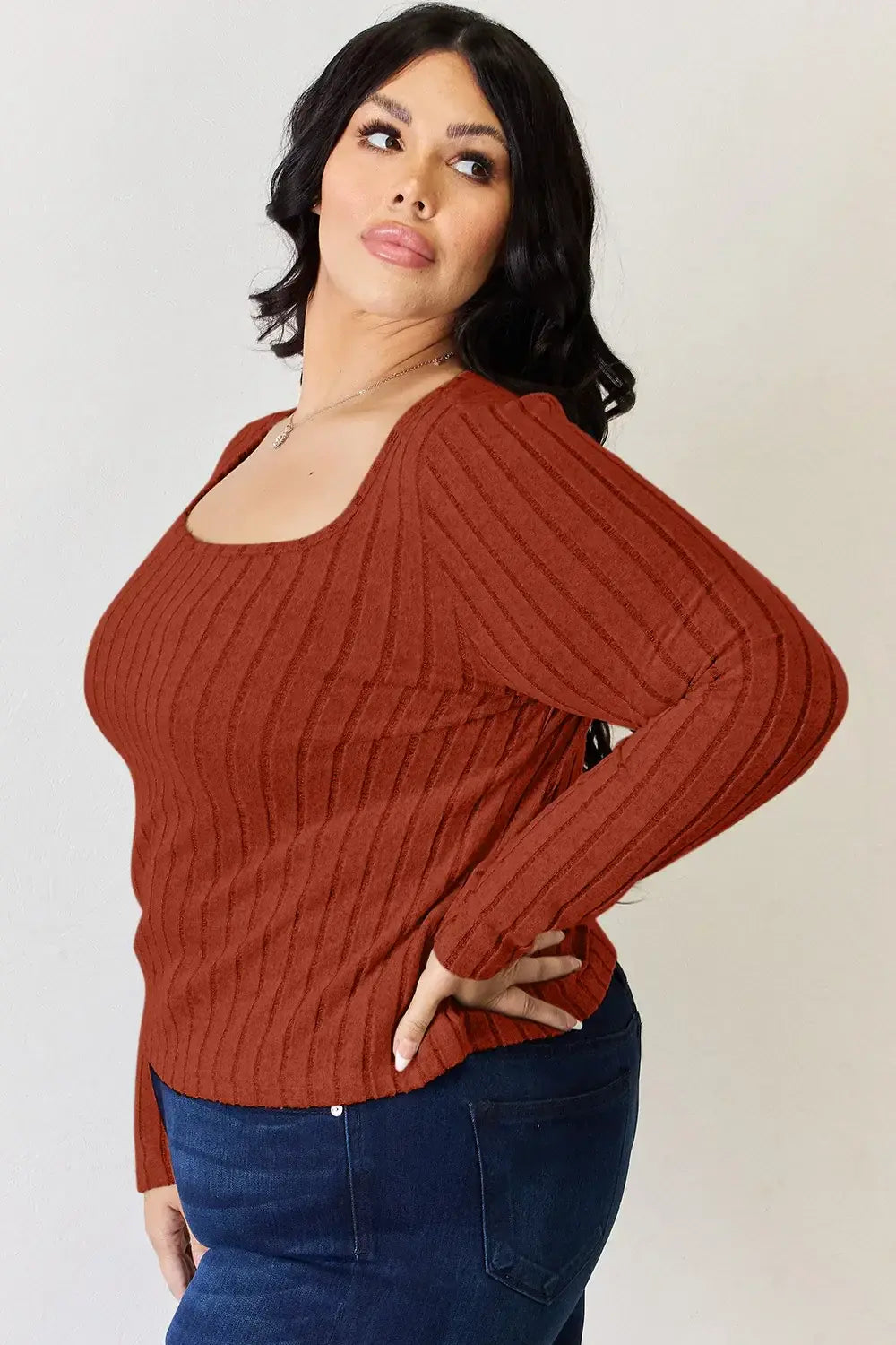 Basic Bae Full Size Ribbed Long Sleeve T-Shirt - ShopBasicbae - Flyclothing LLC