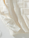 Checkered Round Neck Long Sleeve Sweater - Trendsi