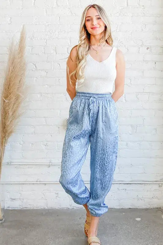 And The Why Satin Leopard Print Joggers - Trendsi - Flyclothing LLC