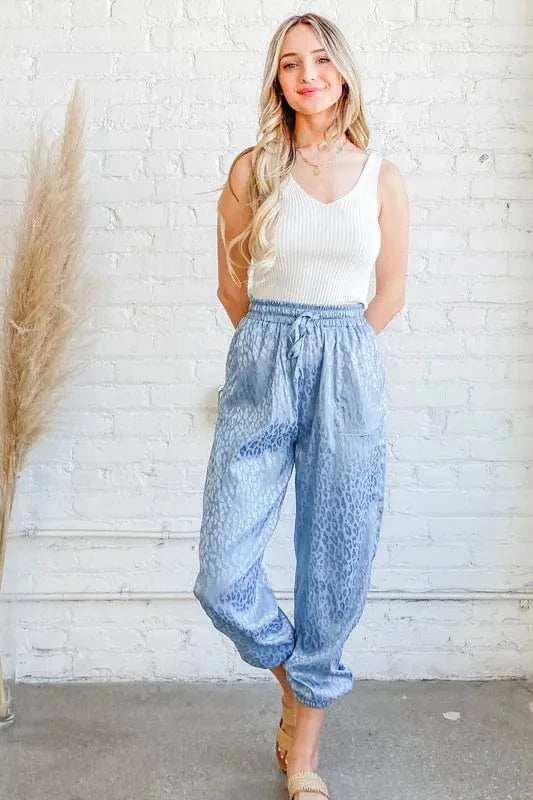 And The Why Satin Leopard Print Joggers - Trendsi - Flyclothing LLC