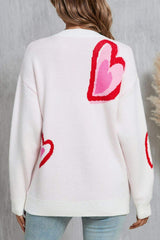 Angel Wings Heart Round Neck Long Sleeve Sweater - Trendsi - Flyclothing LLC