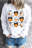 Pumpkin & Ghost Round Neck Long Sleeve Sweatshirt - Trendsi - Flyclothing LLC