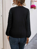 Tied Swiss Dot V-Neck Long Sleeve Blouse - Trendsi - Flyclothing LLC