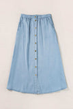 Snap Down High Waist Denim Skirt - Trendsi - Flyclothing LLC