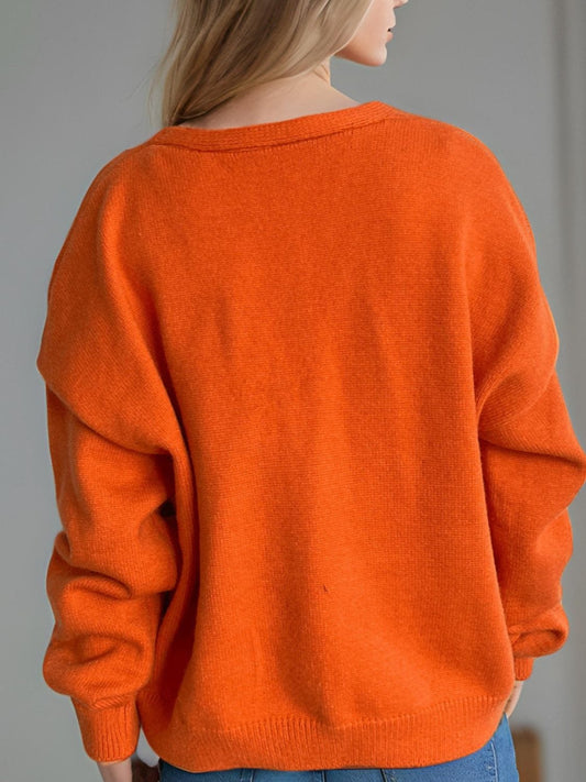 Daisy Button Up V-Neck Cardigan - Trendsi