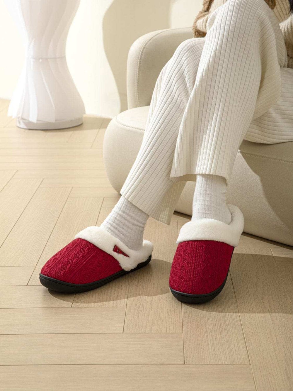 Horn Buckle Furry Texture Flat Slippers - Trendsi - Flyclothing LLC